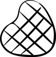 A heart shaped ice cream cone with a black and white outline vector