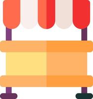 A colorful market stand with a red awning vector