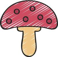 A mushroom icon with red dots on it vector