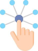 A hand pointing to a network icon vector