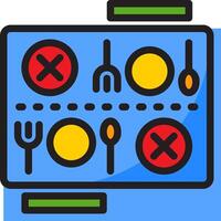 A flat icon of a tray with utensils and a fork vector