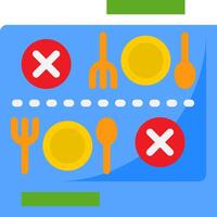 A blue tray with forks, spoons, knives and forks vector