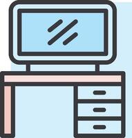 Computer desk with monitor and drawers vector
