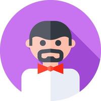 A man with a beard and bow tie in a purple circle vector
