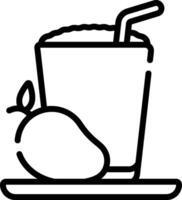 A drink with a straw and fruit on a plate vector