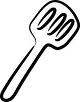 A black and white drawing of a spatula vector