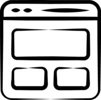 A black and white image of a computer monitor vector