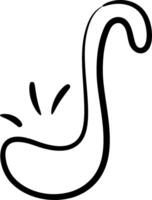 A black and white drawing of a long snake vector
