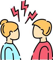 Two people are arguing with lightning bolts coming out of their heads vector