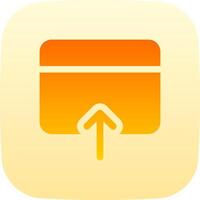 A yellow and orange icon with an arrow pointing down vector