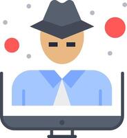 A man wearing a hat and a tie is sitting on a computer vector