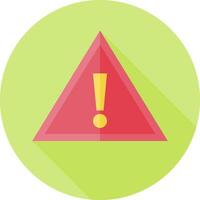A flat icon of a warning sign with a yellow exclamation mark vector