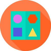 A flat icon with a square and a triangle vector