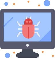 A computer screen with a red bug on it vector