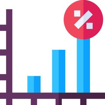 A graph with a red dot on it vector