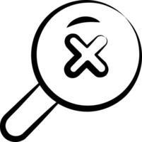 Magnifying glass icon with x on it vector