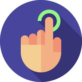 A hand pressing a button with a green arrow vector