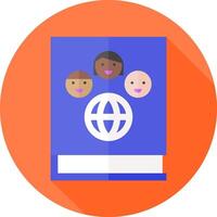 A flat icon of a book with children on it vector