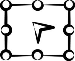 A black and white drawing of a square with circles around it vector