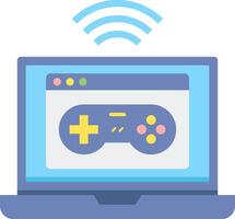A laptop with a game controller on it vector