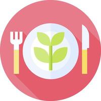 A flat icon of a plate with a fork and knife vector