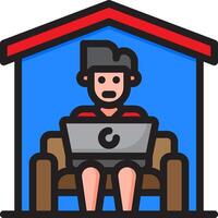 A man sitting in a chair with a laptop vector