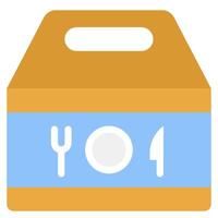 A box with a fork and knife in it vector