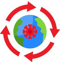 A globe surrounded by arrows and gears vector