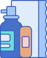 A bottle of hand sanitizer, a bottle of soap and a towel vector
