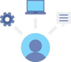 A person is connected to a laptop and other items vector
