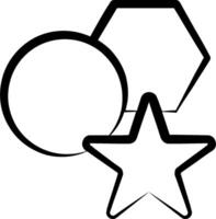 Star and hexagon shapes with a black outline vector