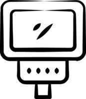 A black and white drawing of a television vector