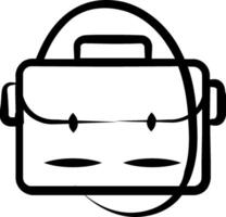 A black and white illustration of a briefcase vector
