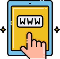 Hand touch the web icon on tablet vector