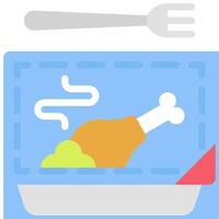 A plate with a fork and a chicken in it vector