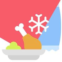 A plate with chicken and a snowflake vector