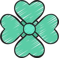 A green clover with four hearts on it vector
