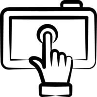A hand touching a camera icon vector