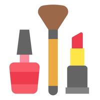Makeup brushes and lipstick on a white background vector