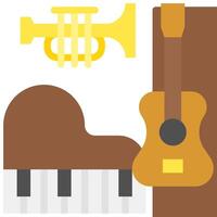 Music icon with guitar, piano and trumpet vector