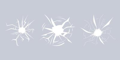 Set of broken glass cracks showing damage effect vector
