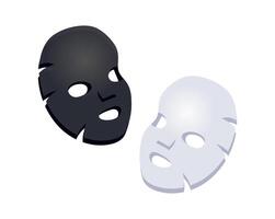 Two facial sheet masks are laying on a white surface vector