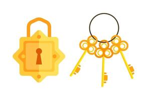 Golden padlock and keys showing security and access concept vector