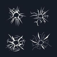 Set of radial cracks showing broken glass on dark background vector