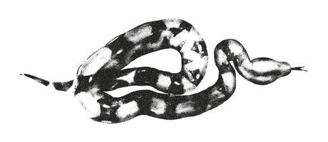 Trendy halftone stipple effect element. Python serpent. New year of the Snake grunge punk grainy dotted y2k collage design ideal for poster, banner, tattoo, t-shirt print. Modern illustration vector