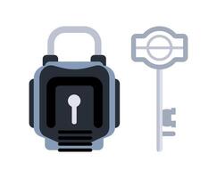 Padlock being unlocked with key for security and privacy vector