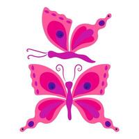 Pink butterfly with circles and drops on wings. vector