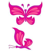 Pink butterfly in cartoon style. illustration isolated on white background. vector