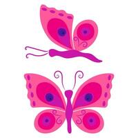 Pink butterfly with circles on wings. vector