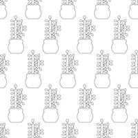 Cactus in a pot in doodle style. Simple seamless pattern. illustration. vector